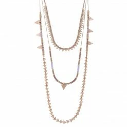 Canvas Jewelry '3 Row Triangle Bead' Necklace - Rose Gold/Lavender
