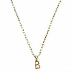 Canvas Jewelry Canvas Layla Ball Bead Initial Necklace Worn Gold