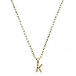 Canvas Jewelry Canvas Layla Ball Bead Initial Necklace Worn Gold