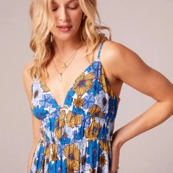 Purple Door Boutique American Beauty Blue Floral Maxi Dress