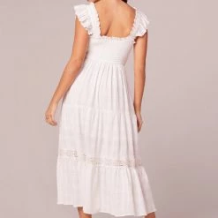 Purple Door Boutique Odessa White Smocked Midi Dress