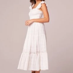 Purple Door Boutique Odessa White Smocked Midi Dress