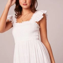 Purple Door Boutique Odessa White Smocked Midi Dress