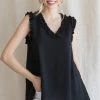 Purple Door Boutique Ladies' Lovestruck Black Ruffle Flowy Tank Top