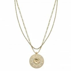 Canvas Jewelry Canvas Flora Layered Flower Pendant Necklace Worn Gold
