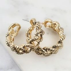 Purple Door Boutique Jewelry Gunter Metal Chain Gold Hoop Earrings