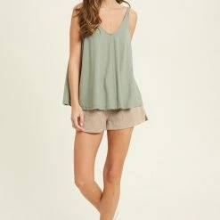 Purple Door Boutique Keeping It Real Ribbed Sage Tank Top Ladies'