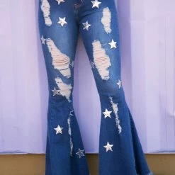 Purple Door Boutique Ladies' Isabel Star Printed Flare Jeans