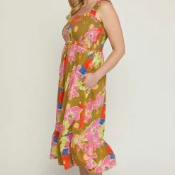 Purple Door Boutique New Arrivals Vacation Florals Midi Dress