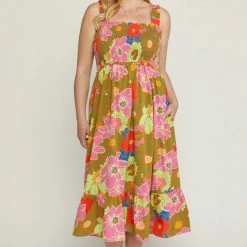 Purple Door Boutique New Arrivals Vacation Florals Midi Dress