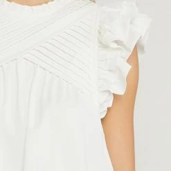 Purple Door Boutique Ruffled White Top