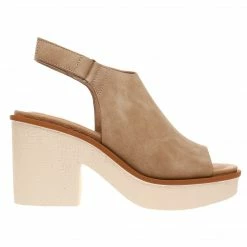 Purple Door Boutique Shoes Clues Taupe Peep Toe Platform Sandals