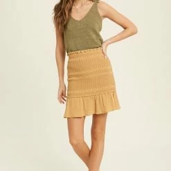 Purple Door Boutique New Arrivals Lasting Impressions Honey Smocked Ruffle Mini Skirt
