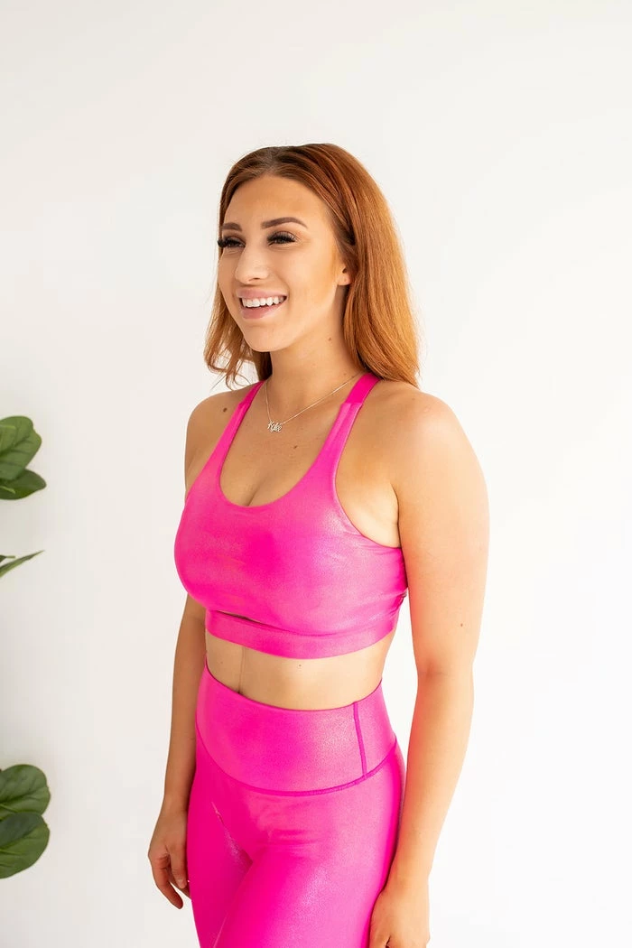 Purple Door Boutique New Arrivals Bronzed Hot Pink Sports Bra 2 Purple Door Boutique New Arrivals Bronzed Hot Pink Sports Bra