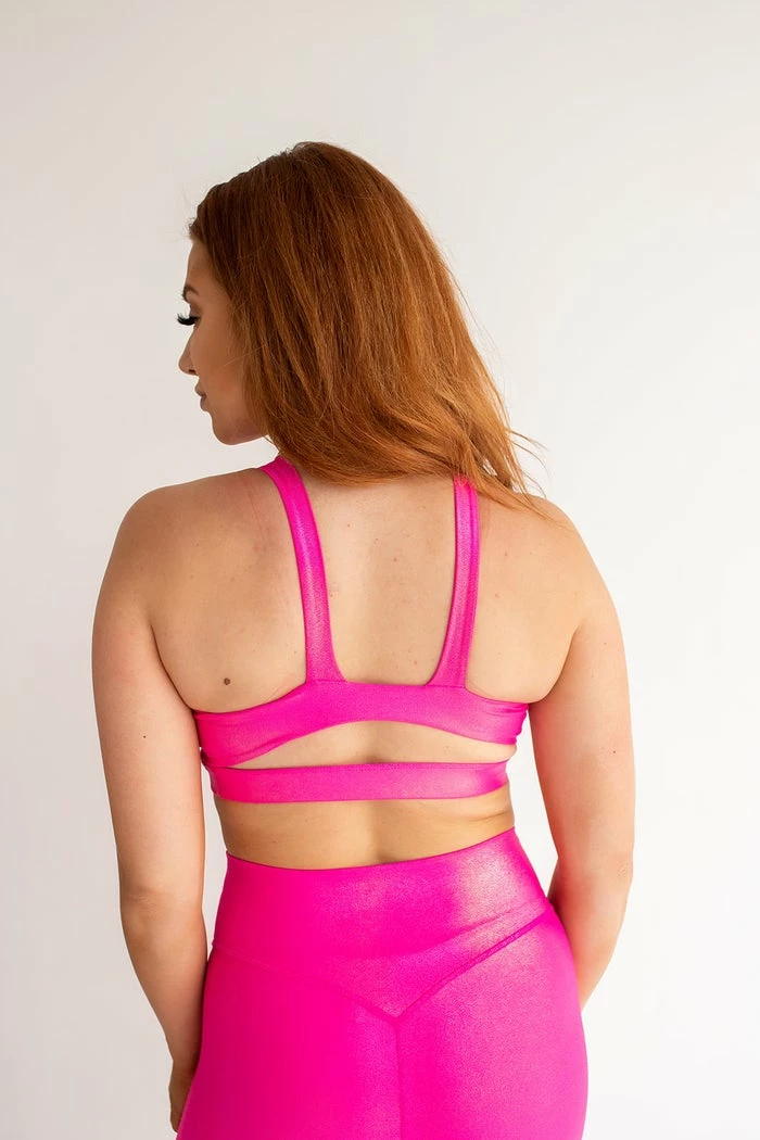 Purple Door Boutique New Arrivals Bronzed Hot Pink Sports Bra 4 Purple Door Boutique New Arrivals Bronzed Hot Pink Sports Bra