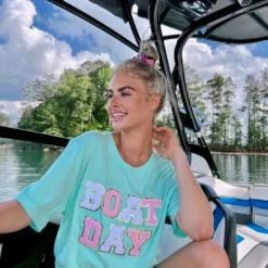 Distressed Vintage Couture Boat Day Embroidered Tee