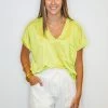 Purple Door Boutique Summer Best Lime Satin Top