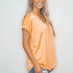 Purple Door Boutique Summer Best Mango Satin Top New Arrivals