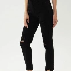 Kan Can High Waist Black Straight Leg Jeans