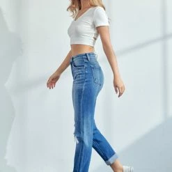 Summer SALE Kan Can Straight Leg Cuffed Jeans