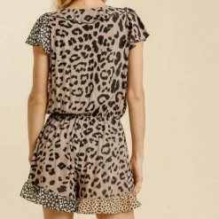 Purple Door Boutique Summer SALE Animal Mixed Print Ruffle Romper