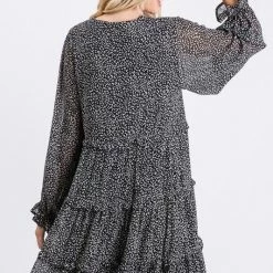 Purple Door Boutique Curvy Girls Leopard Frills Black Dress