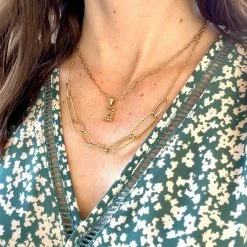 Canvas Jewelry Canvas Layla Ball Bead Initial Necklace Worn Gold