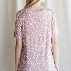 Purple Door Boutique Restless Spotted Light Brick Short Sleeve Top Summer SALE