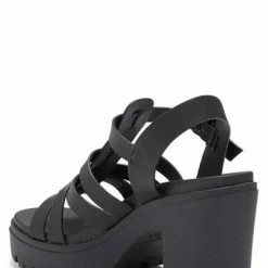 Mia Tira Black Lug Sole Sandals