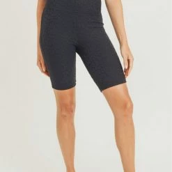 Mono B Athleisure Mono B Staying Sassy Black Textured Biker Shorts