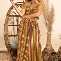 Purple Door Boutique Boho Chic Mustard Mix Two Piece Set Ladies'