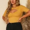 Purple Door Boutique Untamed Cut Out Mustard Bodysuit Ladies'