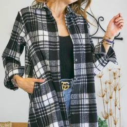 Purple Door Boutique Winter Season Black Plaid Shacket New Arrivals