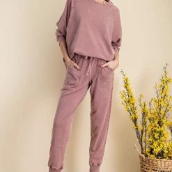 Purple Door Boutique Stars Faded Plum Terry Pullover New Arrivals