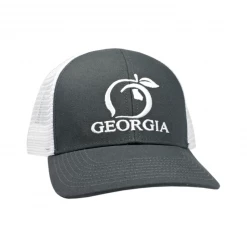 Peach State Pride 'Georgia Mesh Back' Trucker Hat- Charcoal And White Men's