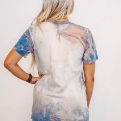 Purple Door Boutique America Stars Stripes Blue Bleached Tee Ladies'