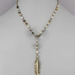 Purple Door Boutique Tickled Feather Y Natural Choker Necklace Jewelry