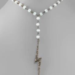 Purple Door Boutique Lightning Bolt White Y Choker Necklace