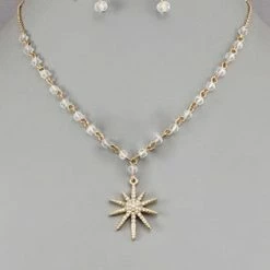 Purple Door Boutique Starburst Gold/Clear Beaded Necklace