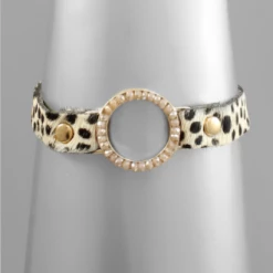Purple Door Boutique Paved Circle Cheetah Bracelet