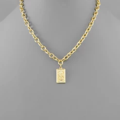 Purple Door Boutique Rectangle Coin Gold Chain Necklace Jewelry