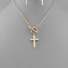 Purple Door Boutique Cross Charm Toggle Chain Necklace