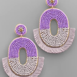 Purple Door Boutique Oval Love Purple Beaded Earrings
