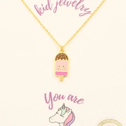 Purple Door Boutique Kids Epoxy Pink Icecream Necklace