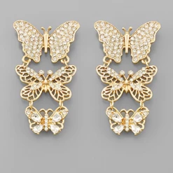 Purple Door Boutique Jewelry Rhinestone Butterfly Earrings