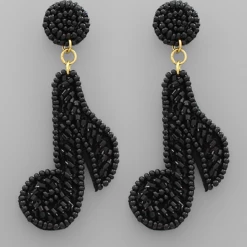 Purple Door Boutique Black Musical Note Beaded Earrings Jewelry