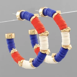 Purple Door Boutique New Arrivals US Flag Beaded Hoop Earrings
