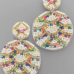 Purple Door Boutique White Wave Multi Beaded Earrings