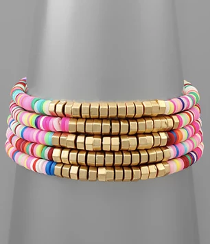 Purple Door Jewelry Multi Color Rubber Beaded Bracelet Set 1 Purple Door Jewelry Multi Color Rubber Beaded Bracelet Set