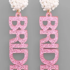 Purple Door Boutique Bride Pink Glitter Earrings